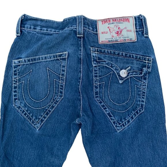 Vintage True Religion Jeans Size 29 MARCO BIG T UNIQUE Blue - Picture 8 of 9